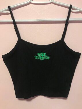 H&M Divided Black Cropped Alien Graphic Tank Top